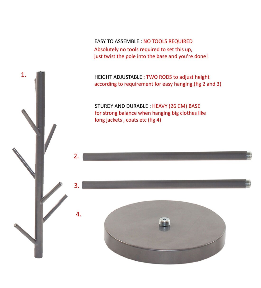 Buy Steel Coat Stand In Grey By Meded Online Coat Stands Coat