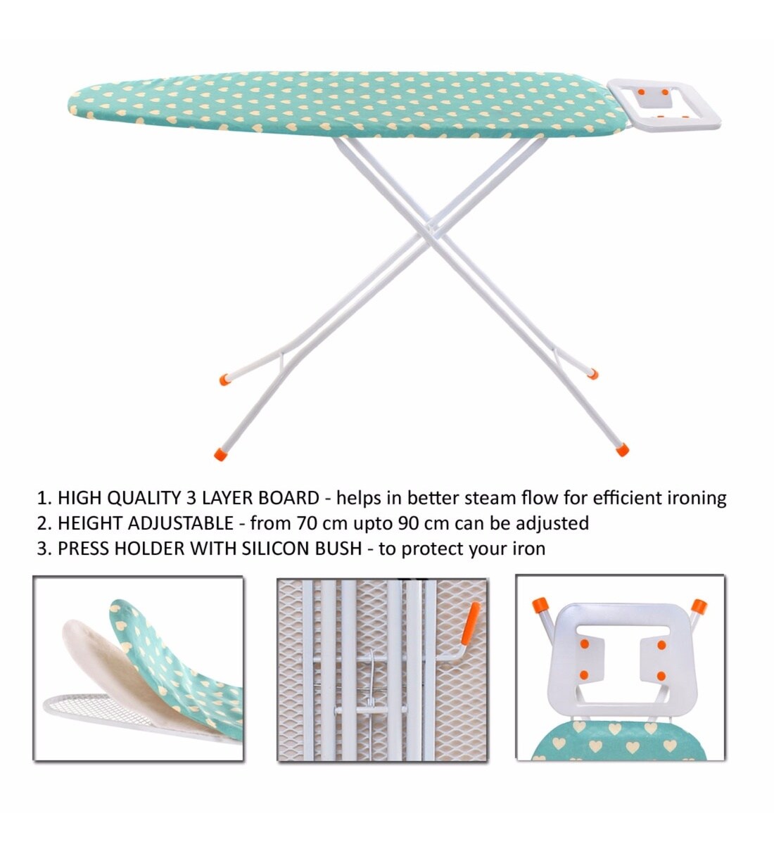 Buy Metal Ironing Board With Iron Holder in Blue (L 43, W 13, H 36