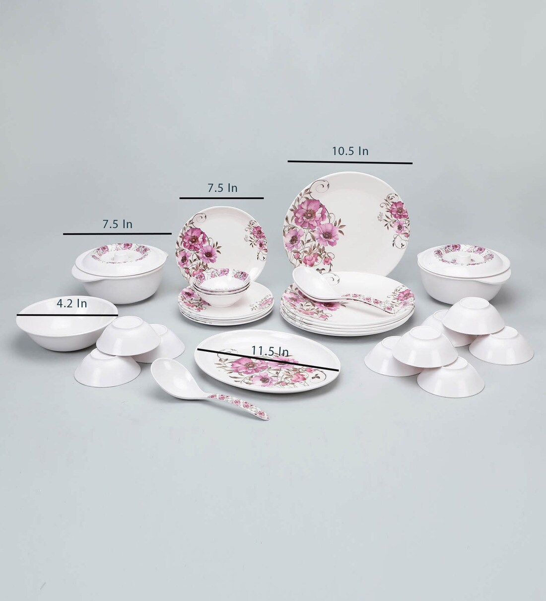 Buy Anemone Flower Print Melamine Dinner Set 33 Pieces By Cdi Online Melamine Dinner Sets