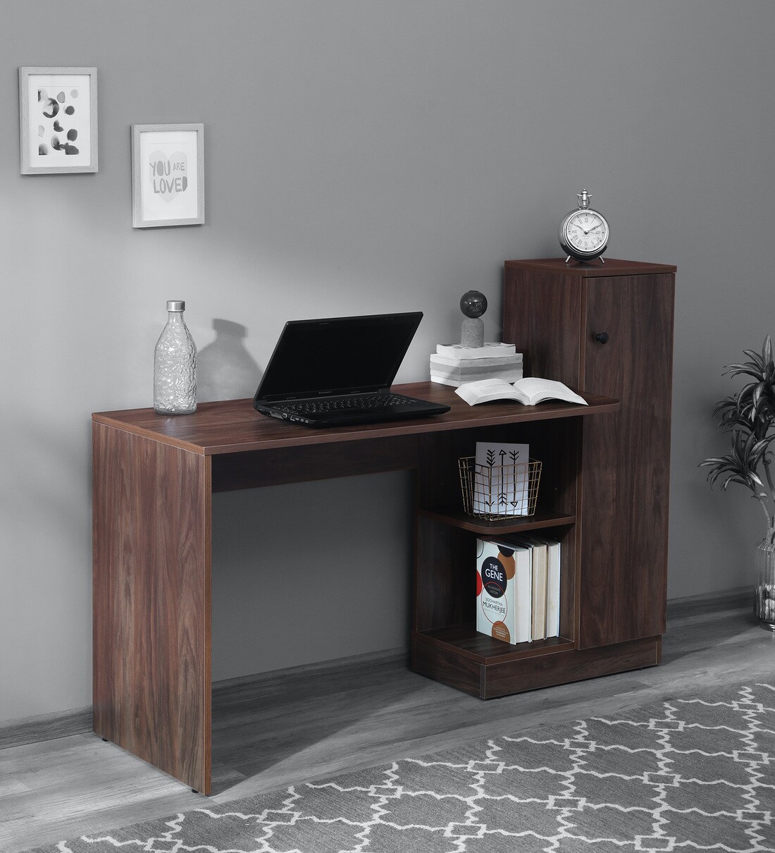 Buy Melania Study Table in Natural Walnut Colour CasaCraft By