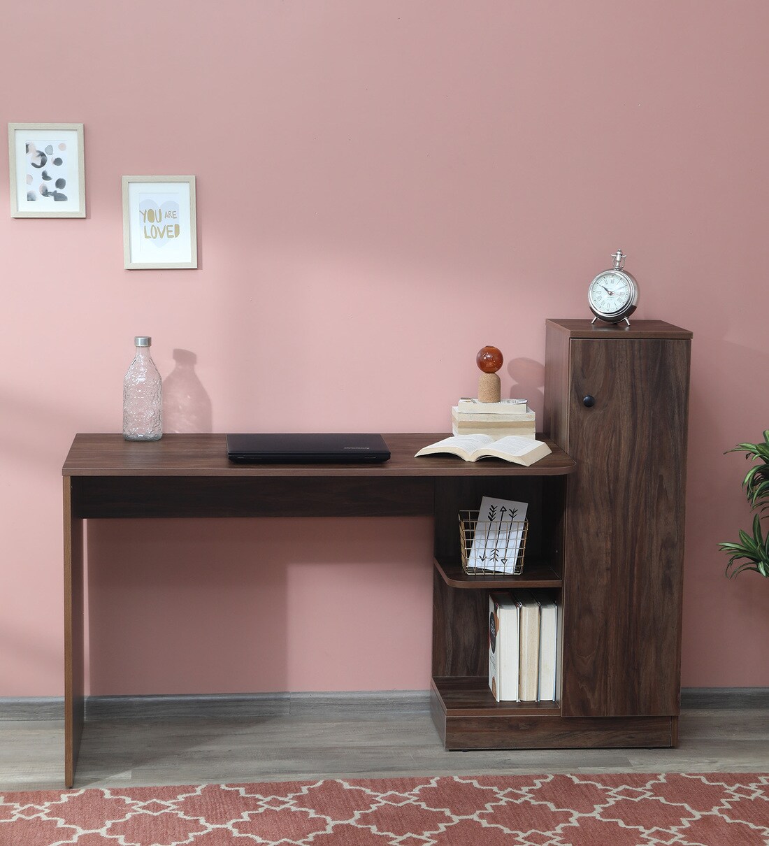 Buy Melania Study Table in Natural Walnut Colour CasaCraft By