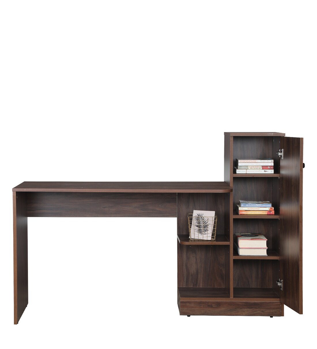 Buy Melania Study Table in Natural Walnut Colour CasaCraft By