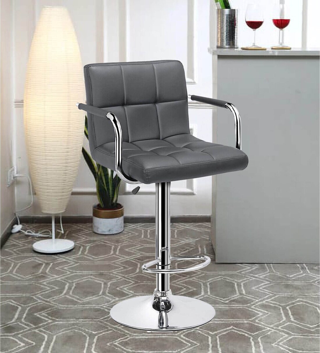 Buy Melbourne Full Back Bar Stool In Grey Colour By Redefine Online