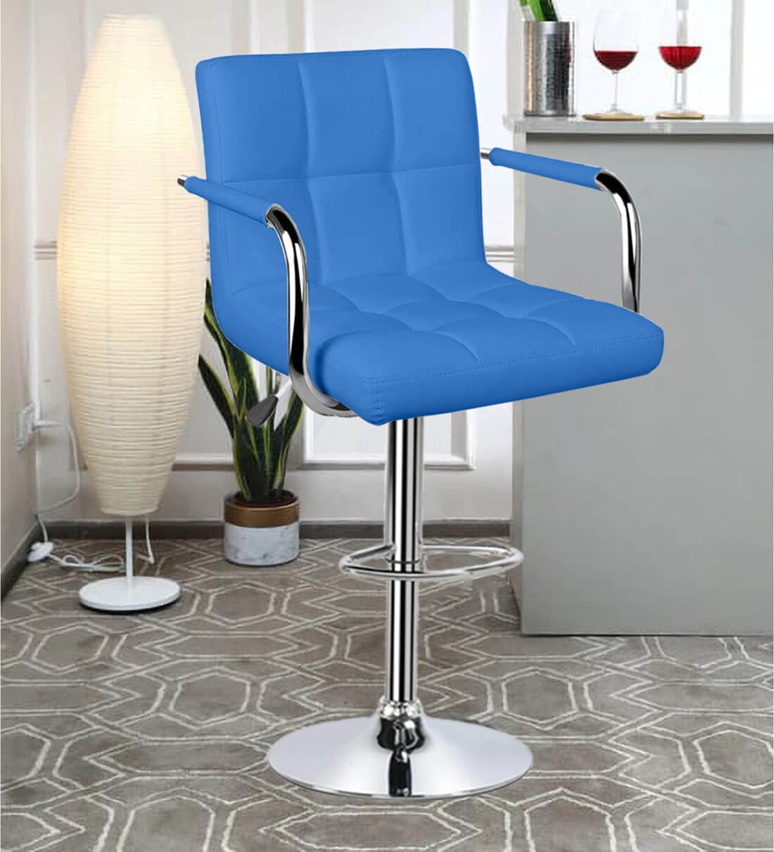 Buy Melbourne Full Back Bar Stool In Blue Colour By Redefine Online