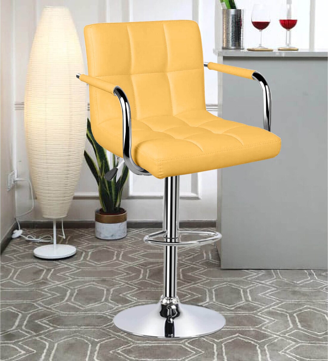 Buy Melbourne Full Back Bar Stool In Yellow Colour By Redefine Online Contemporary Bar Stools