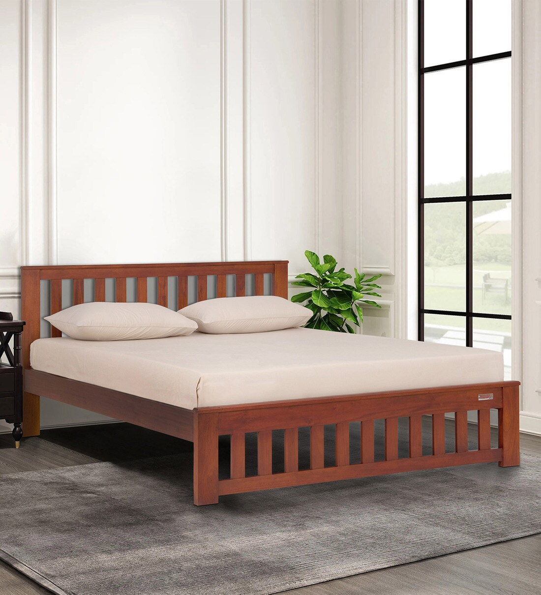 Buy Mellow Solid Wood King Size Bed in Teak Finish at 29 OFF by