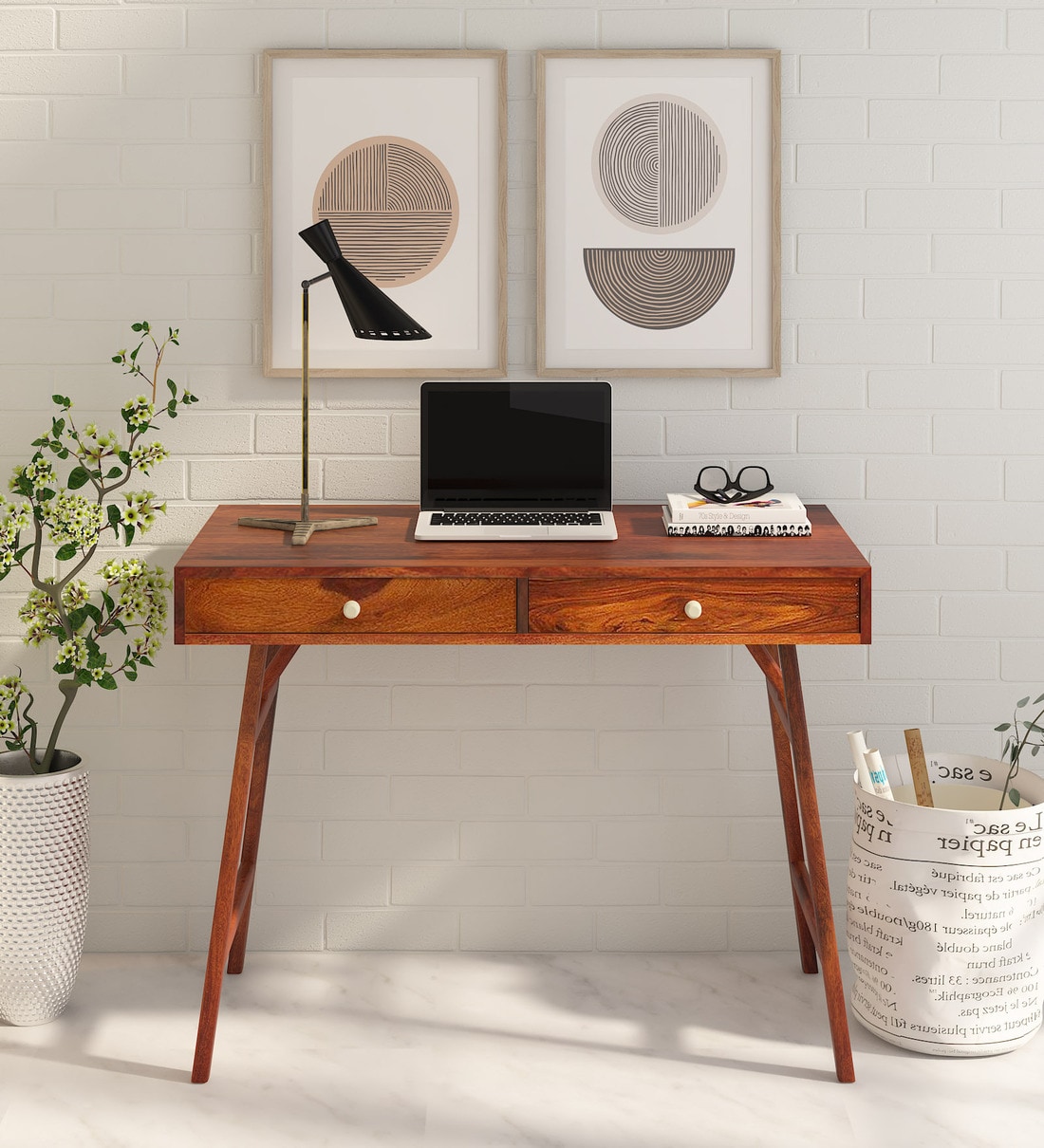 Buy Stanfield Sheesham Wood Writing Table in Scratch Resistant Honey Oak  Finish at 8% OFF by Amberville from Pepperfry