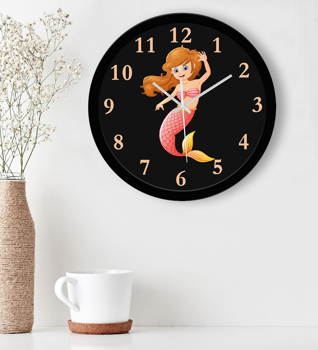 Buy Mermaid Wall Clock In Multicolour By Wens Online Kids Wall Clocks Kids Furniture Kids Furniture Pepperfry Product