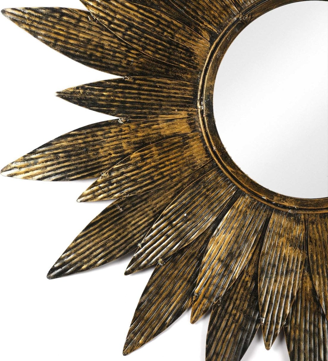 Buy Metal Round Wall Mirror in Gold colour by Living Ideas Online