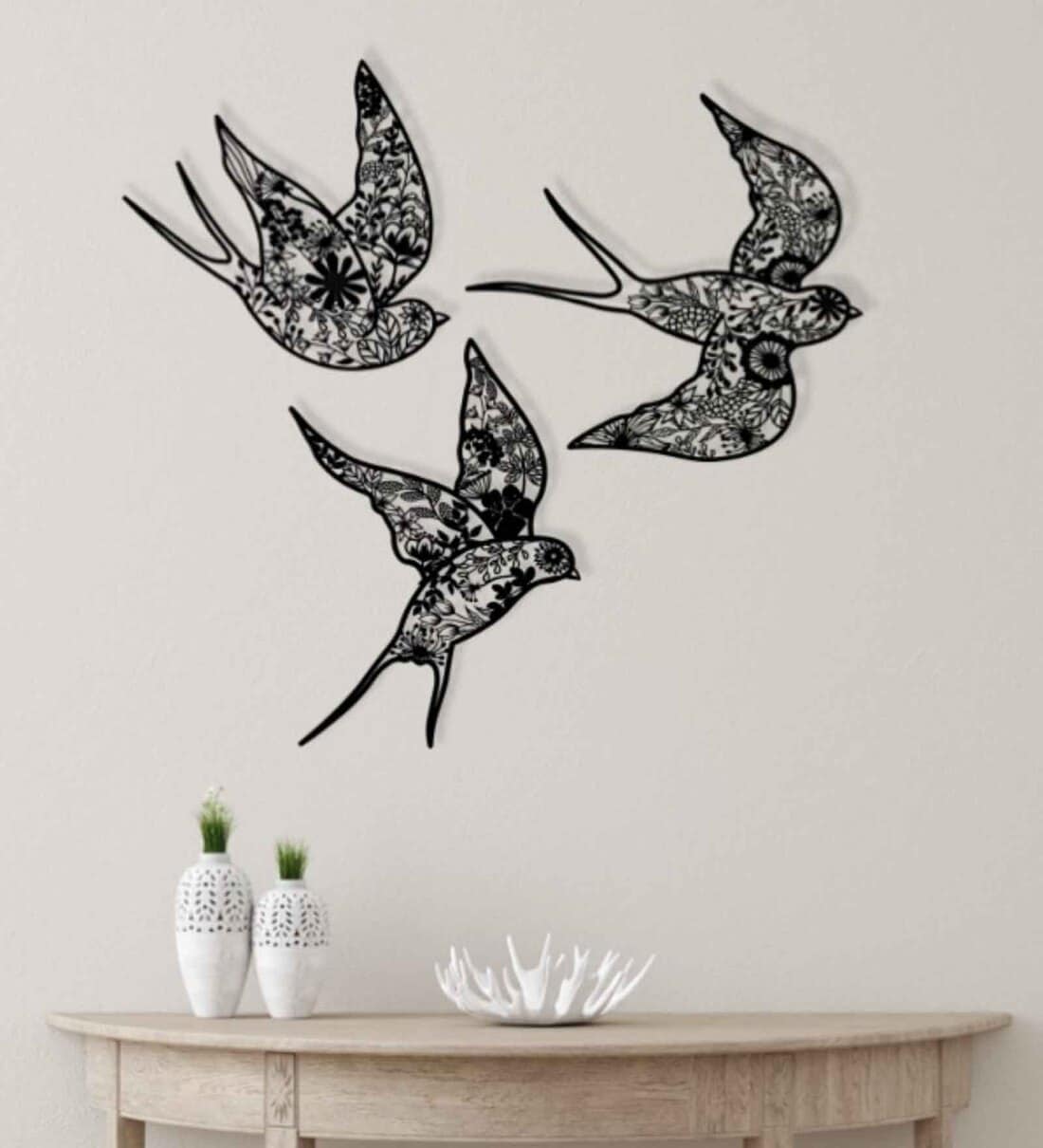 Buy Metal Decorative Flock of Birds Wall Art by Silver Stencils at 20