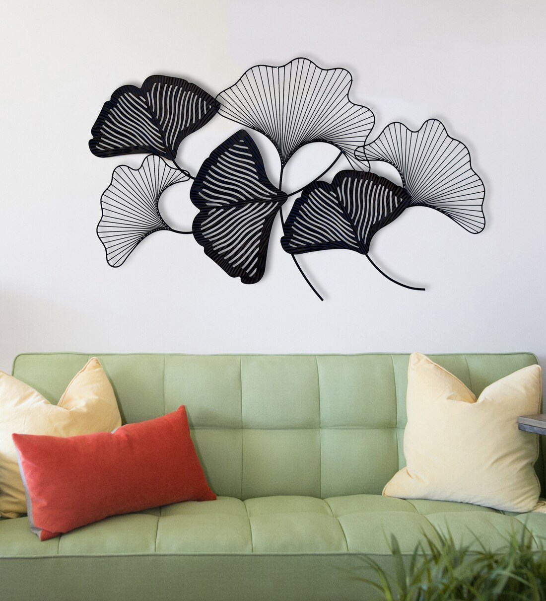 Buy Metal Leafs Wall Art In Black Colour By Craftter Online Floral Metal Art Metal Wall Art 3215