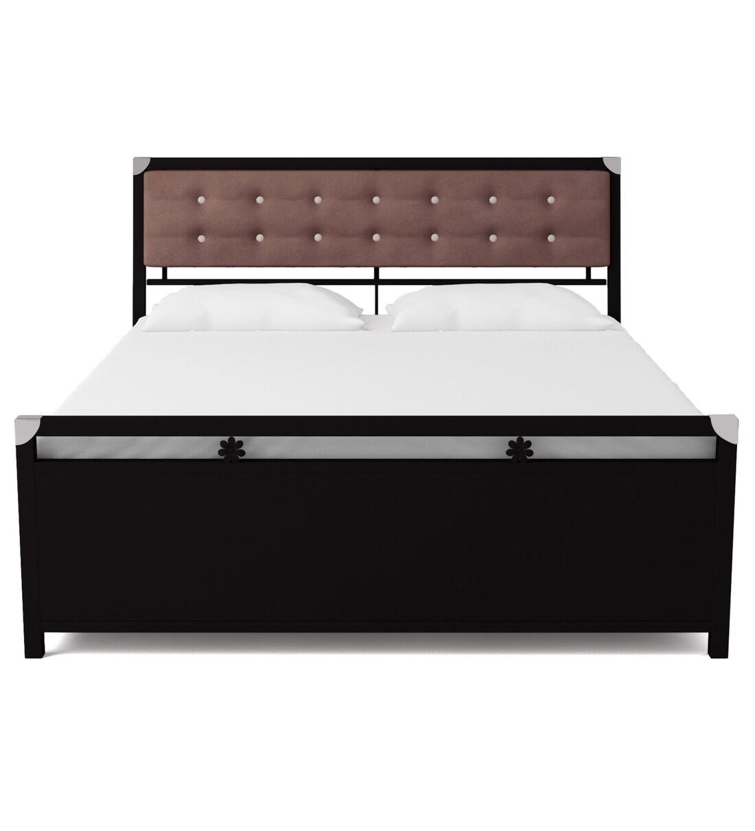 Buy Metal Queen Size Bed with Storage in Black Finish by Diamond