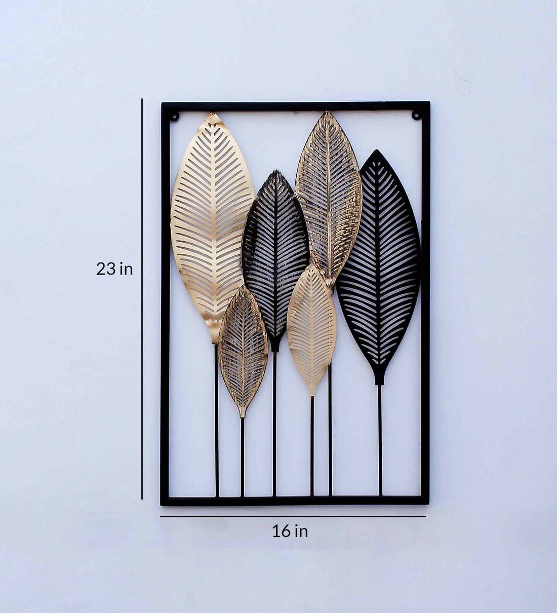 Buy Iron Leaf Panel Wall Art In Black By Craftter Online - Floral Metal ...