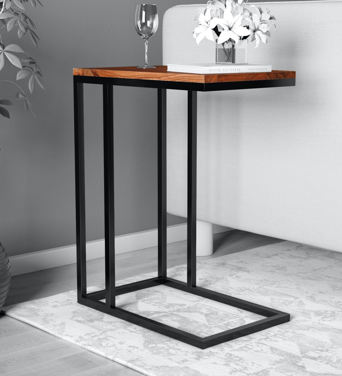 Buy Metalico CShape End Table In Natural Finish By Bohemiana Online