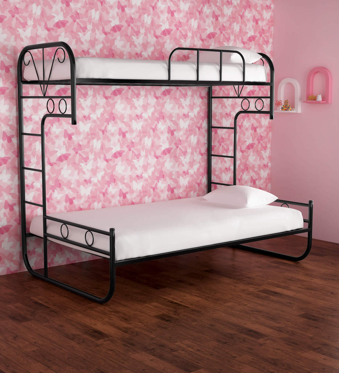 Buy Metallic Bunk Bed in Black Colour by FullStock Online Standard