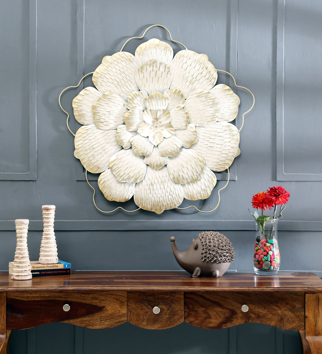 Buy White Metal Decorative Wall Art by Vedas Online Abstract Metal