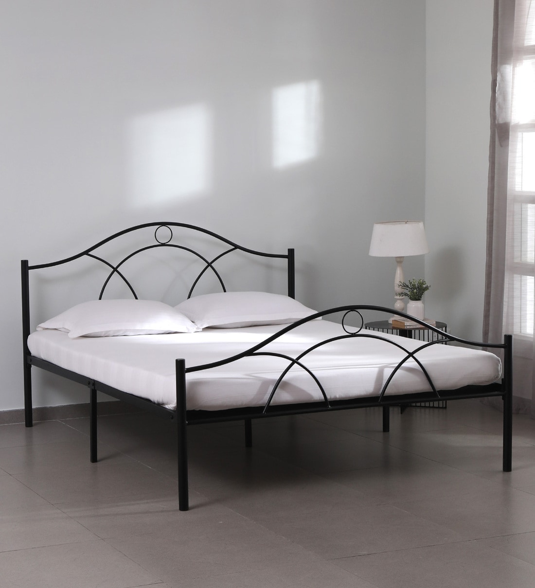 Buy Bari Metal Queen Size Bed In Black Colour At 25% OFF By ...