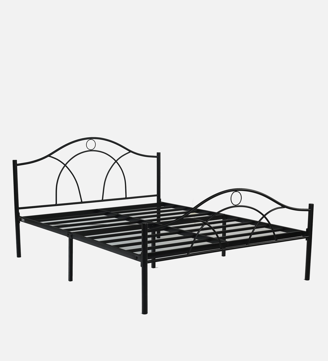 Buy Metallika Metal Queen Size Bed in Black Finish by FurnitureKraft