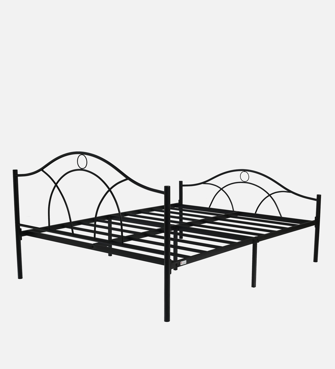 Buy Metallika Metal Queen Size Bed in Black Finish by FurnitureKraft