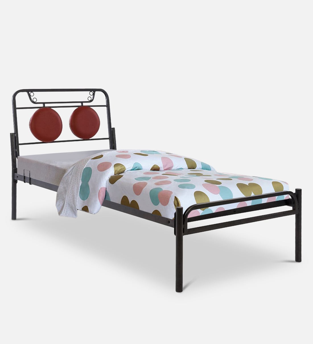 Buy Metallika Metal Single Bed in Grey Finish by FurnitureKraft Online