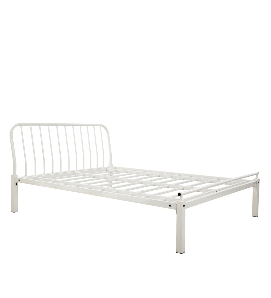 Buy Metallika Metal King Size Bed in White Finish by FurnitureKraft