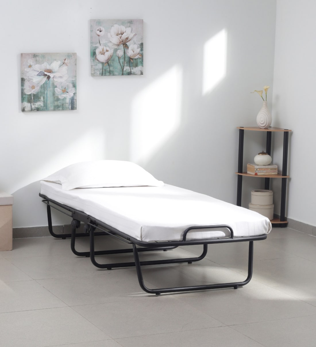 Buy Istanbul Metal Folding Bed in Black Colour with Mattress at 25 OFF