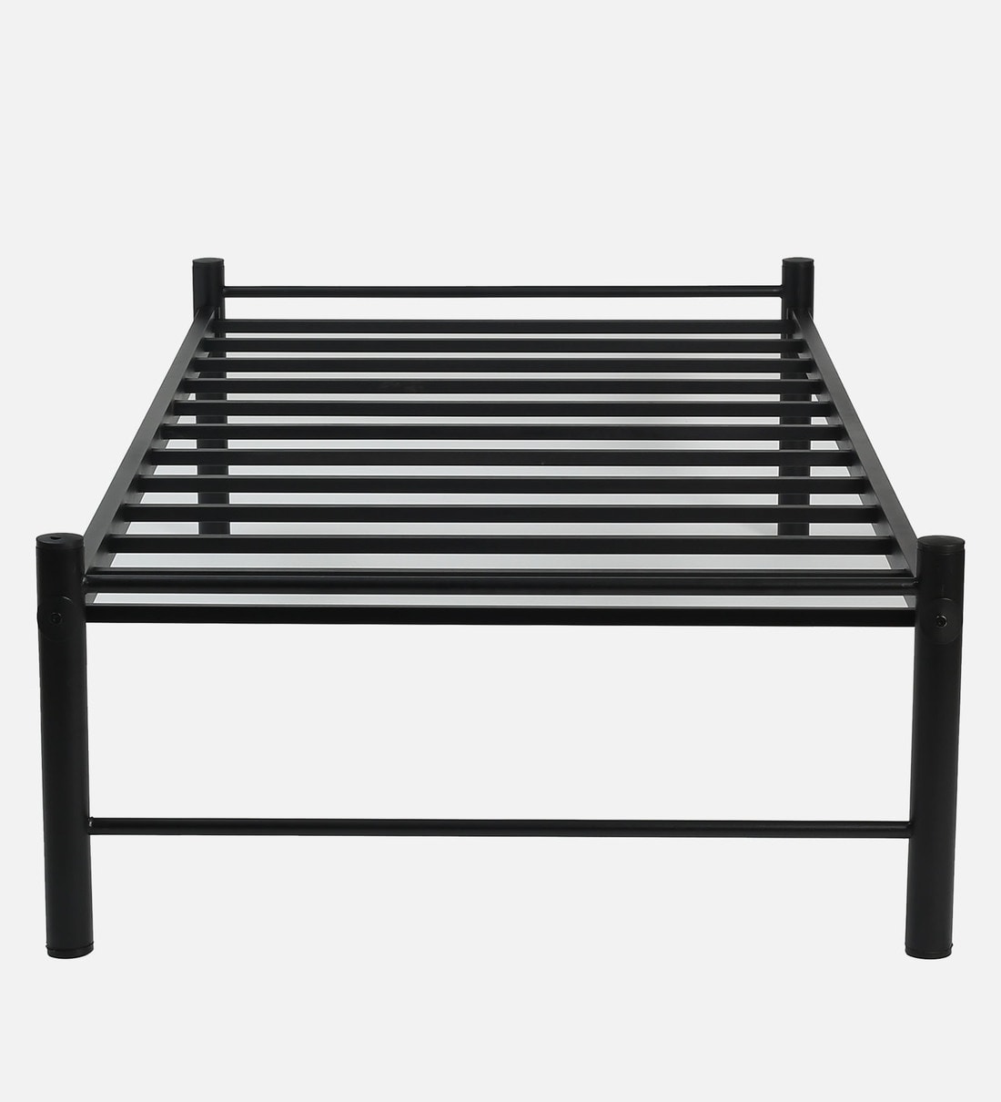 Buy Metallika Simple Metal Single Bed in Black Finish by FurnitureKraft