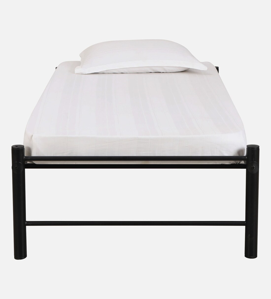 Buy Metallika Simple Metal Single Bed in Black Finish by FurnitureKraft
