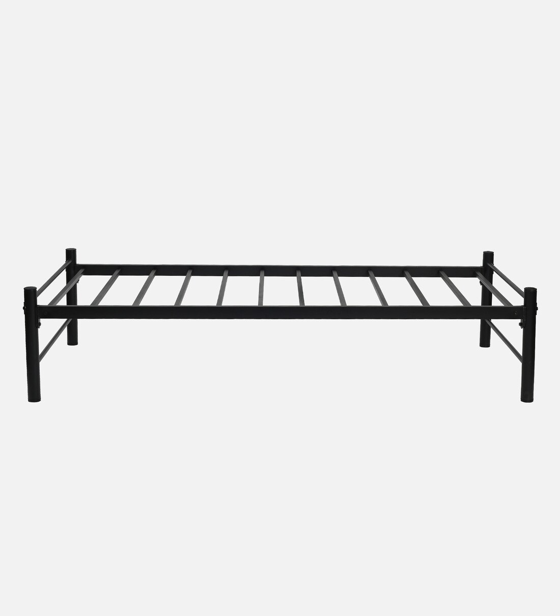 Buy Metallika Simple Metal Single Bed in Black Finish by FurnitureKraft
