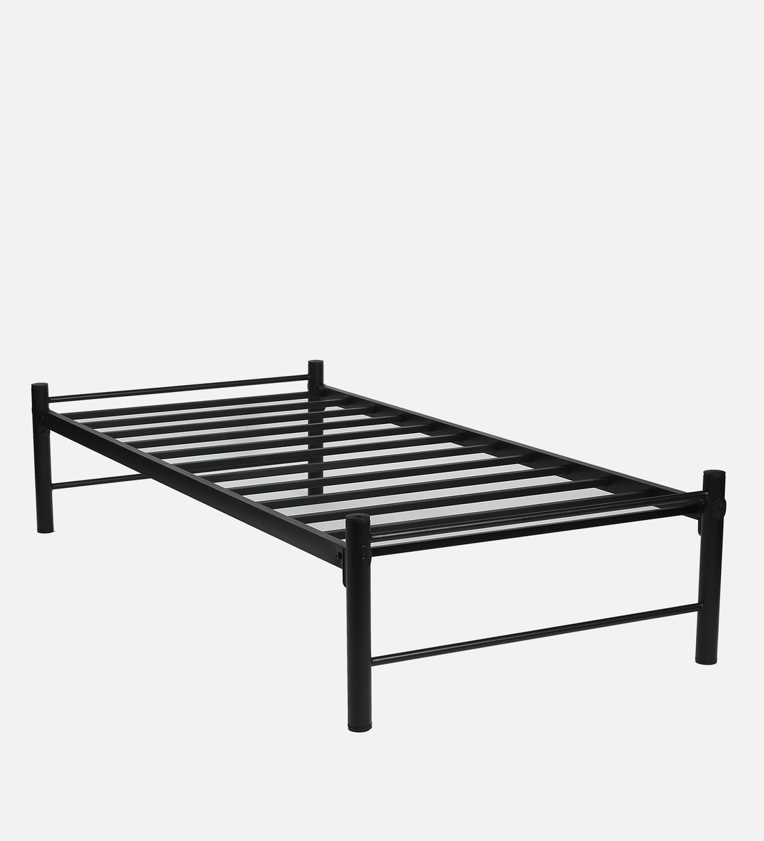 Buy Metallika Simple Metal Single Bed in Black Finish by FurnitureKraft