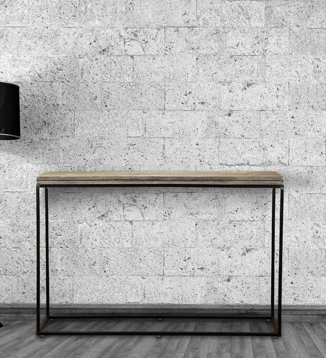 Buy Metallika Metal Console Table in Grey Colour Online Contemporary Console Tables Console