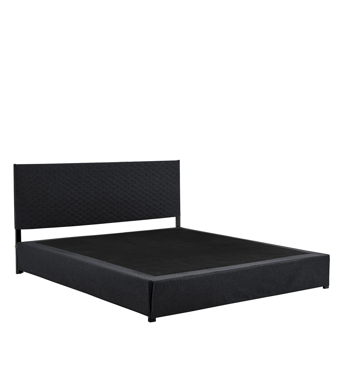 Buy Metro Fabric Upholstered Queen Size Bed in Black Colour by Bantia