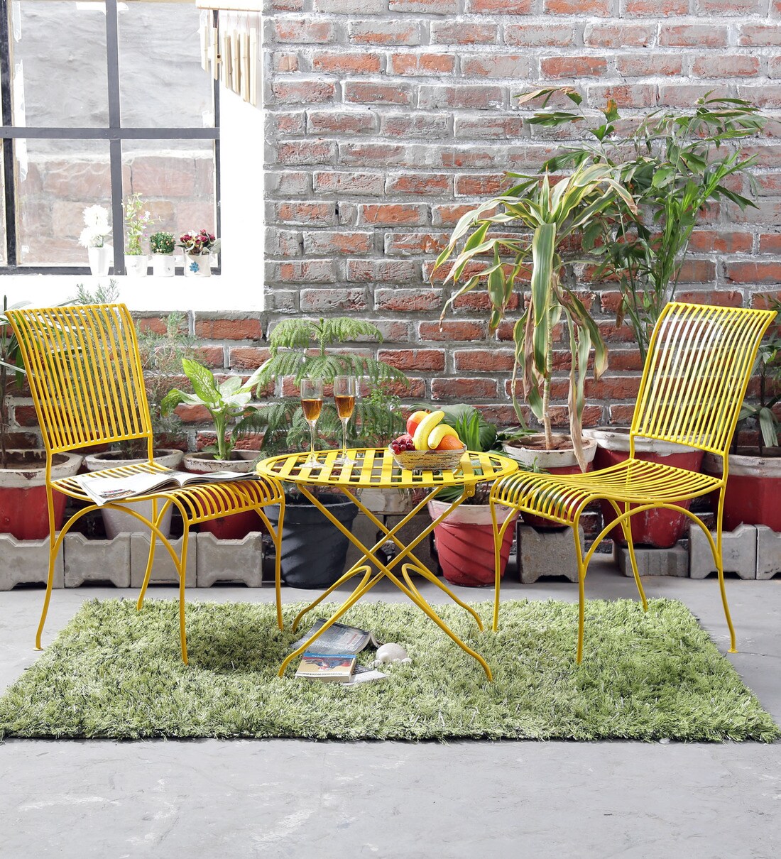 Buy Lisheen Outdoor Garden Set in Yellow Color By Bohemiana Online