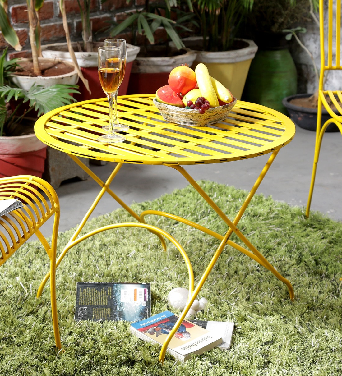 Buy Lisheen Outdoor Table in Yellow Colour By Bohemiana Online Patio Tables Patio Tables