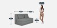 Medium Fabric Convertible Sofa Cum Bed in Grey Colour