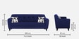 Melaan Fabric 3 Seater Sofa In Royal Blue Color