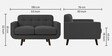 Mersela Velvet Fabric 2 Seater Sofa In Grey Colour