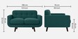 Mersela Velvet Fabric 2 Seater Sofa In Teal Green Colour