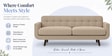 Mersela Velvet Fabric 3 Seater Sofa In Beige Colour