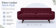Mersela Velvet Fabric 3 Seater Sofa In Maroon Colour
