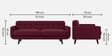 Mersela Velvet Fabric 3 Seater Sofa In Maroon Colour