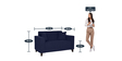 Meruit Fabric 2 Seater Sofa In Navy Blue Colour