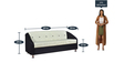 Mexico Leatherette 3 Seater Sofa in Black Ivory Colour