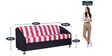 Mexico Leatherette 3 Seater Sofa in Black Pink Stripe Colour