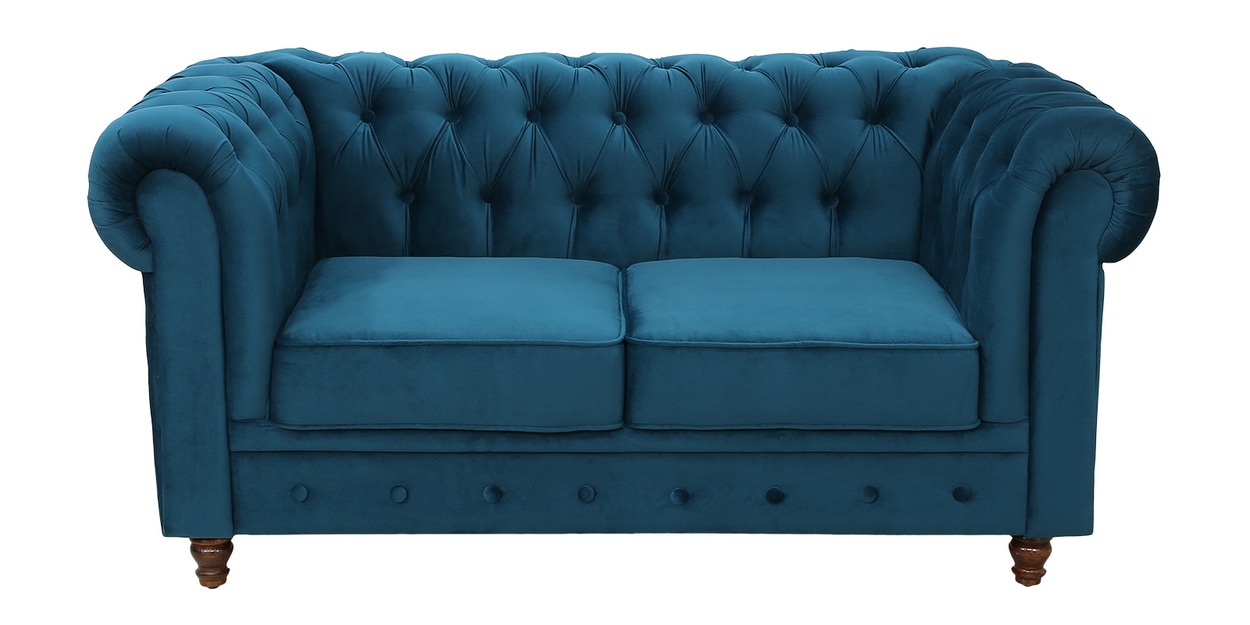 Buy Cheshire Velvet Fabric 2 Seater Sofa In Teal Blue Colour By