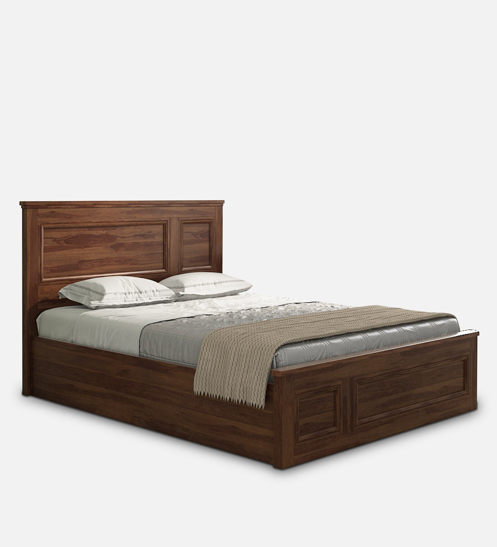 Mechelen Queen Size Bed with Box Storage in Sheesham Colour