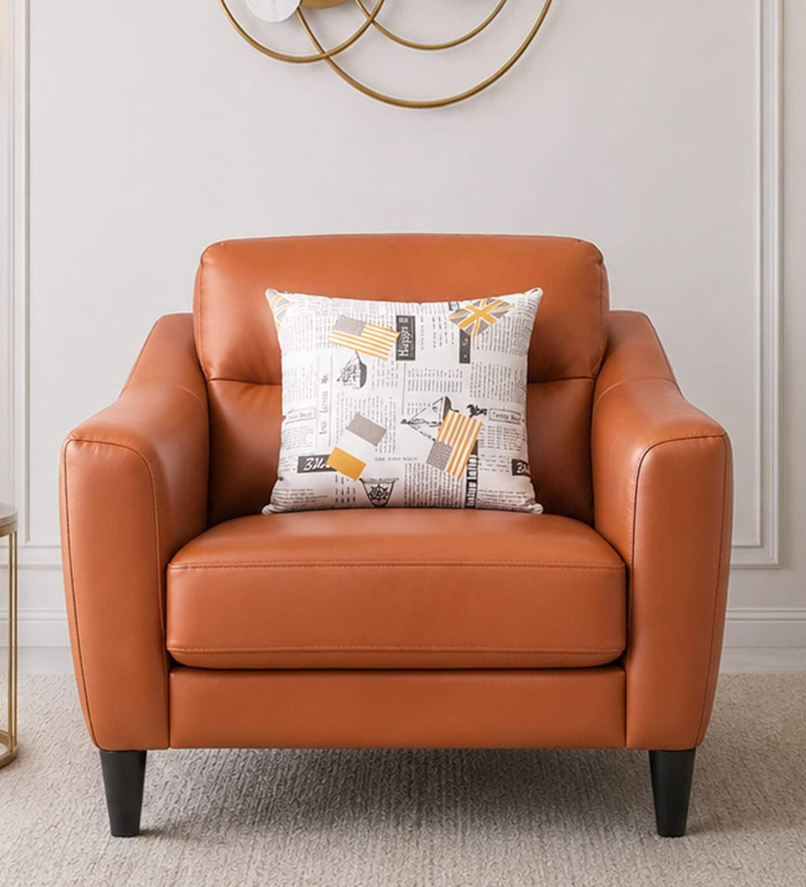 Meda 1 Seater Sofa In Tan Brown Colour