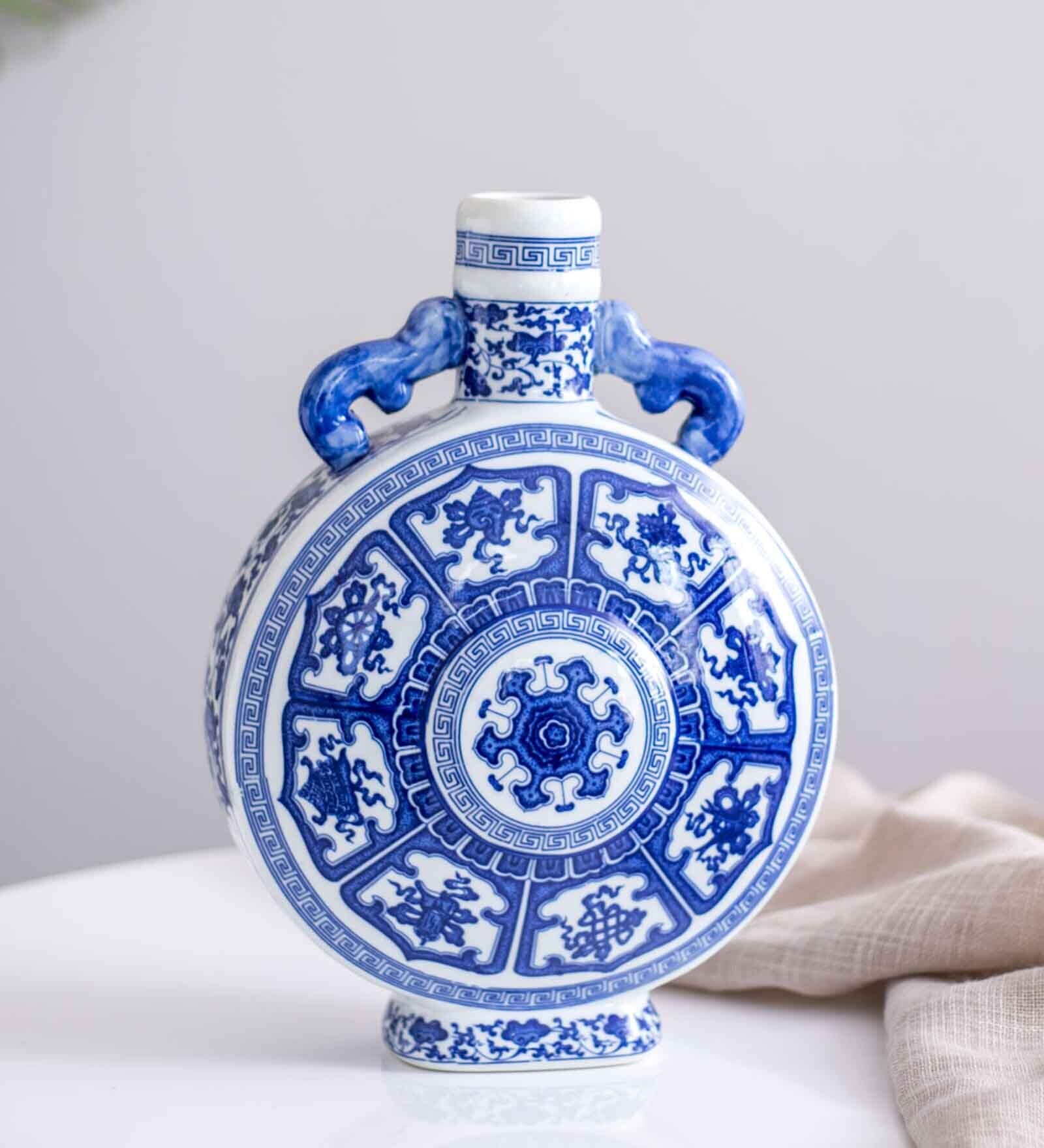 Buy Medallion Blue Porcelain Vase by The Decor Kart at 100 OFF by The