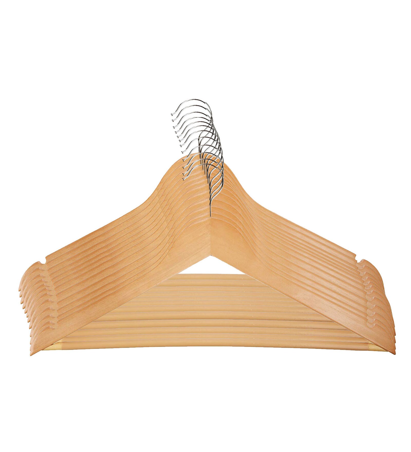 Buy Wooden Natural Brown Hanger, Set of 12 by Meded Online Hangers