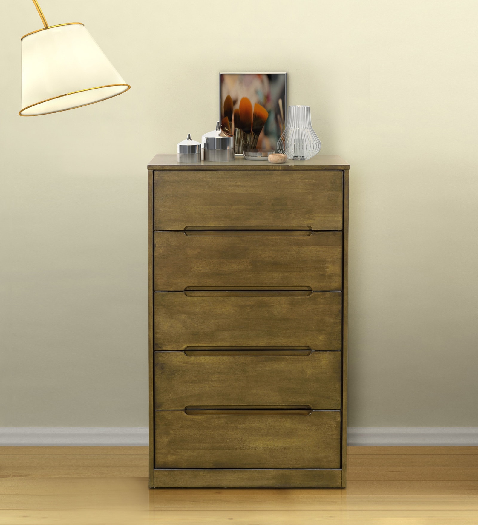 Buy Medellin Chest of Five Drawers in Chestnut Brown Finish CasaCraft